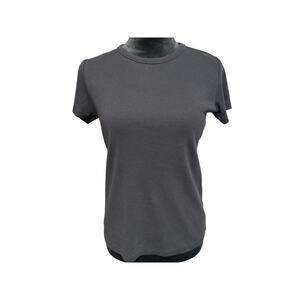 Womens black top short sleeves casual wear top ribbed cotton
